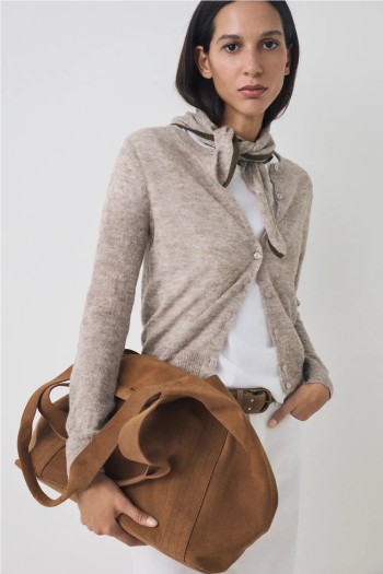 set chaqueta cardigan ese o ese de lana de alpaca mujer con pañuelo tr