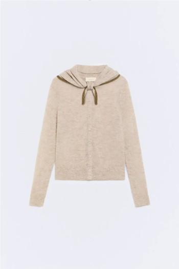 set chaqueta cardigan ese o ese de lana de alpaca mujer con pañuelo tr