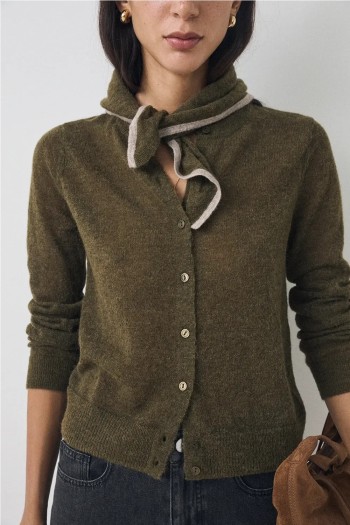 set chaqueta cardigan ese o ese de lana de alpaca mujer con pañuelo tr