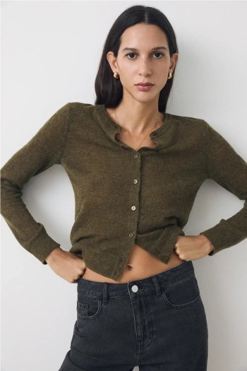 set chaqueta cardigan ese o ese de lana de alpaca mujer con pañuelo tr