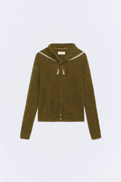 set chaqueta cardigan ese o ese de lana de alpaca mujer con pañuelo tr