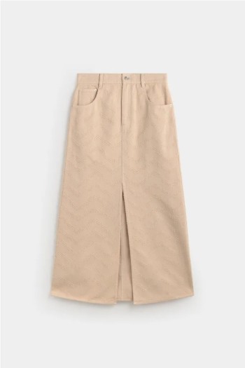 falda ese o ese luc color beige soja mujer