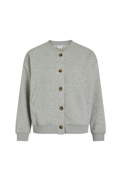 chaqueta con botones vimarin VILA color gris con mensaje en la parte d