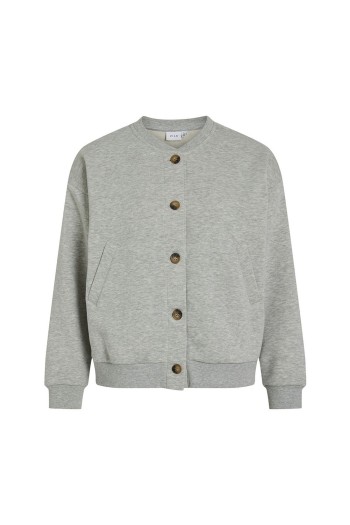 chaqueta con botones vimarin VILA color gris con mensaje en la parte d