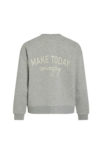 chaqueta con botones vimarin VILA color gris con mensaje en la parte d