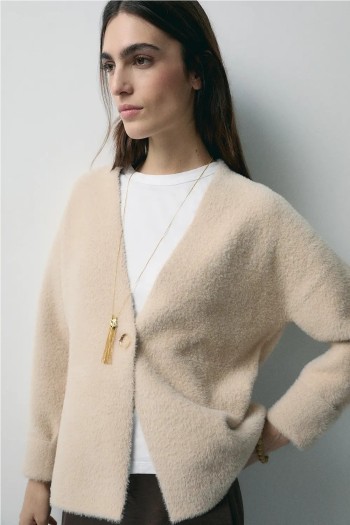 chaqueta alpine ese o ese color avena con punto efecto pelo