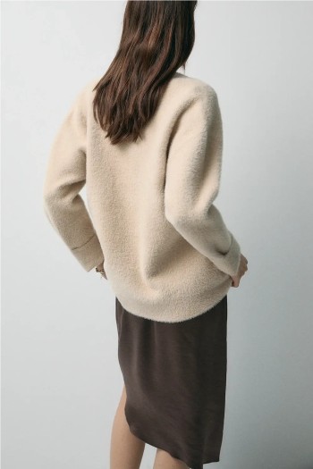 chaqueta alpine ese o ese color avena con punto efecto pelo